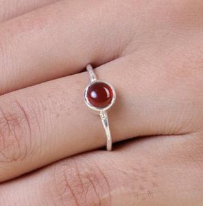 Cornaline lisse naturelle 5mm pierre précieuse solide 925 argent Sterling fin fait à la main minuscule minimaliste éternité Vermeil bague en gros - Product Image 6