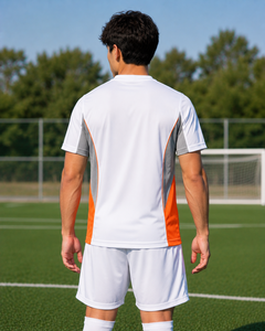 Camiseta de Fútbol Personalizada con Panel de Malla, Gris y Naranja, Ropa Deportiva Transpirable de Alto Rendimiento, Uniforme de Equipo, Venta al Por Mayor OEM - Product Image 3