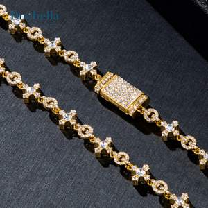 Hot Sale 925 Sterling Silver 18K Gold Plated 10mm Micro Pave <b>Cross</b> Link <b>Chain</b> <b>for</b> <b>Men</b> Moissanite Jewelry Necklace - Product Image 5