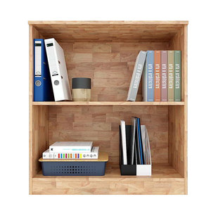 Armoire de rangement métallique minimaliste à 2 niveaux 80x40x87cm en bois d'hévéa THS68022, étagère mobile pour dossiers de bureau ou atelier - Product Image 2