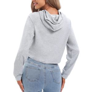 Custom Women's Winter Knitted Hooded Crop Top Hoodie Casual Oversize Pullover 100% Cotton casual - Product Image 4