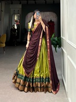 Designer Nouvelle Arrivée Festival Porter Poly Coton Demi Saree Lehenga Georgette Dupatta Zari Tissage Travail Tenue Indienne À Vendre