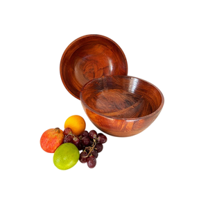 Bol de service rond en bois pour grossistes, polyvalent pour snacks et salades, finition marron - Product Image 6