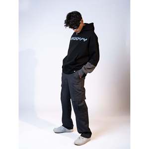 Sweat à capuche décontracté en molleton colorblock taille XL, délavé à l'acide avec impression sérigraphiée pour l'automne et l'hiver - Product Image 6