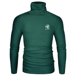 Easy Matching Plain Color Long Sleeve Mock <b>Neck</b> Top for Autumn Daily Fashion <b>Men</b> <b>Turtle</b> <b>Neck</b> Shirt - Product Image 1