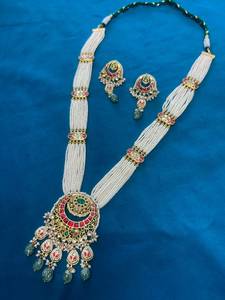 TISHYA DIAMOND Ethnic Gold Plated Alloy <b>Necklace</b> Earring <b>Set</b> Imitation <b>Pearl</b> Tassel Round Brilliant Cut Women Wedding Jewelry - Product Image 4