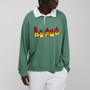 เสื้อยืดโปโลคอ100% สำหรับผู้ชายทรงหลวมสีทึบพิมพ์โลโก้ได้ตามต้องการ - Product Image 4