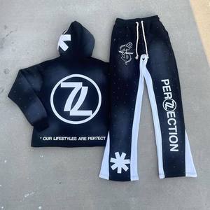 Sweat à capuche en gros 100% coton molletonné brodé tendance personnalisable design uni avec strass séchage rapide respirant durable - Product Image 4