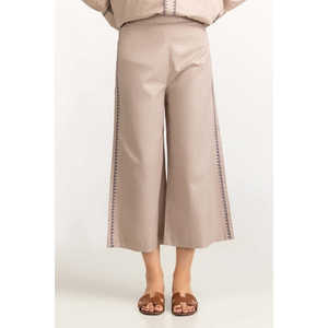 Pantalones Cargo de Pana Rosa para Mujer WM-TRC23-001, Transpirables, de Pierna Recta, Cintura Alta, con Decoración de Rayas Laterales, Tinte Liso - Product Image 1