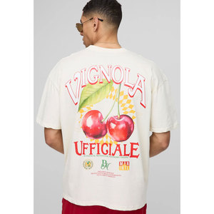 Camiseta recortada con estampado DTG personalizado para hombre, ropa de calle de moda lavada vintage boxy fit 300 gsm, algodón pesado, lavado ácido - Product Image 1