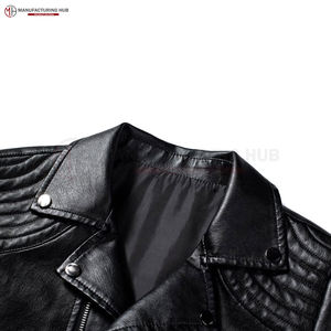 Chaqueta de cuero de invierno negra para hombre Chaqueta de cuero elegante de todos los tamaños con logotipo personalizado y etiqueta privada para hombre con cremallera - Product Image 3