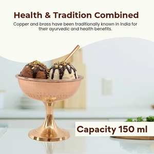 Venta caliente postres fríos calientes pudín servir helado taza tazón con soporte cobre Acero inoxidable vajilla - Product Image 4