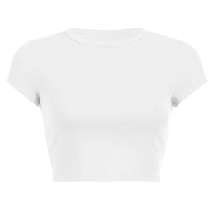 Top corto informal para mujer, camisetas de manga corta, Camiseta corta de verano de algodón y poliéster con impresión de logotipo personalizado - Product Image 6