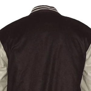 Veste universitaire pour homme, noire et beige, en polyester avec doublure en satin, fermeture à boutons, style décontracté, pour l'automne - Product Image 5