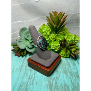 Navajo Handmade Blue <b>Moon</b> Turquoise Sterling Silver Gemstone Cluster <b>Ring</b> Size 7.75 Yellow Gold Main for Everyday Wear Promises - Product Image 2