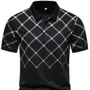 Wholesale Customized Men's Checked Print Polo Shirts High Quality Industry Suppliers New Arrival Men's Fashion Polo Shirts