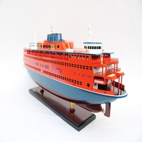 Modèle de bateau ferry de Staten Island, en bois d'acacia de haute qualité, imitation antique peinte, décoration d'intérieur, en vente ! Fabriqué au Vietnam, aux États-Unis
