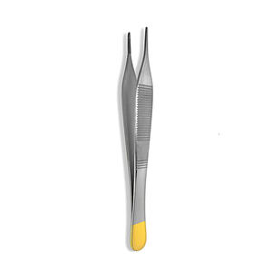 Pince à épiler professionnelle Adson Dressing 4.5 pouces droite demi-or métal acier dentelé chirurgical Adson tissu pince - Product Image 3