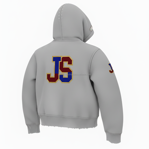 <b>Women</b> Zipper Hoodie 365 GSM Cotton <b>Fleece</b> Warm Fabric Custom Embroidery Logo Stud Detail Casual <b>Grey</b> Fashion basics hoodies - Product Image 5