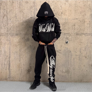 סווטשרט לוגו באיכות גבוהה מותאם אישית ומכנסיים הלבשת רחוב צבע חוט - Product Image 2