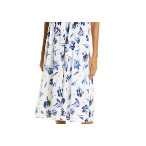 Robe en coton biologique smockée à imprimé floral Baum Und Pferdgarten Admore, motif tulipe bleue, décontractée, été, taille XL (8 US), taille élastique - Product Image 3