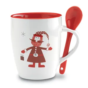 Tazza in Ceramica Claus con Cucchiaio Integrato per Merchandising Natalizio - Product Image 1