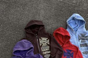 Sweat à capuche à double fermeture éclair Oversize DTG Print Men's Hoodie Acid Wash Cropped Zip Up Distressed Vintage Sun Faded Unisex Hoodie - Product Image 3