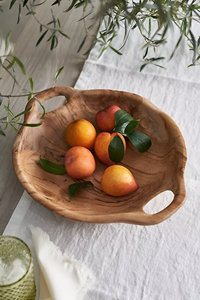 Handmade Natural <b>Wood</b> <b>Fruit</b> Salad Bowl High Quality with Unique Decorative Handles for Special Wedding Gifts Packaged in Carton - Product Image 3