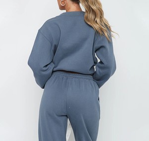 ชุดวอร์มผ้าฝ้าย100% สำหรับผู้หญิงชุดวอร์มคอกลมทรงโอเวอร์ไซส์ชุดวอร์มสำหรับผู้หญิงชุดวอร์มสำหรับฤดูหนาวทำตามสั่ง - Product Image 4