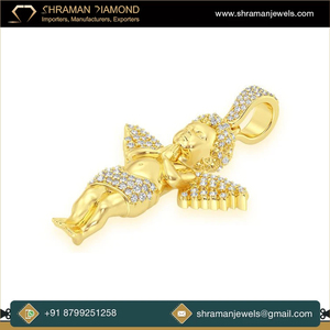 Lujoso y Premium, Cherubín Orando Pequeño de 1.00 TCW, Oro de 14K, Excelente Calidad, Probador de Diamantes Naturales, Joyería de Plata Principal, Regalo de Moda - Product Image 2