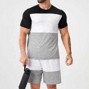<b>Men's</b> Casual Vintage Style Crew Neck <b>Short</b> Sleeve <b>T</b>-<b>Shirt</b> <b>and</b> Solid <b>Shorts</b> <b>Set</b> with Custom Logo for Summer Two-Piece Outfits - Product Image 4