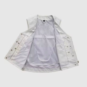 Gilet de moto en cuir pour homme avec fermeture à boutons et poches pour la conduite à moto, en cuir véritable, faible MOQ, gilet en cuir pour homme - Product Image 4