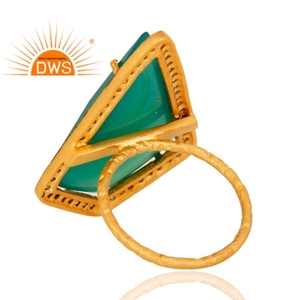 แหวนพลอยพลอยเทียมธรรมชาติชุบทอง18K ดีไซน์ล่าสุดผู้ผลิตเครื่องประดับ - Product Image 3