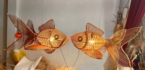 โคมไฟหวายสำหรับตกแต่งรูปปลา, โคมไฟหวายทอดเนื้อปลาโคมไฟระย้าหวาย - Product Image 3