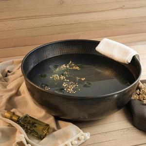Cuenco de cobre fino para pedicura en Spa, proveedor indio, cuenco de agua redondo hecho a mano para masaje de pies, cuencos de relajación para pedicura - Product Image 6