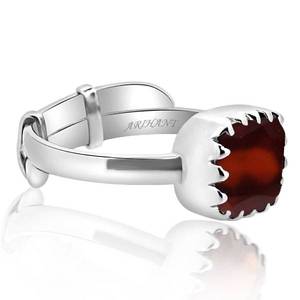 NOVAMART Fine Gomed Hessonite Garnet 3.25 Carat 12.25 Ratti Natural Certified Astrological Gemstone 925 <b>Silver</b> <b>Ring</b> <b>Adjustable</b> C - Product Image 2