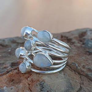 Anillo de piedra lunar multiarcoíris Natural de calidad extrafina, diseño de Plata de Ley 925 para regalo de compromiso de boda o fiesta a granel - Product Image 3