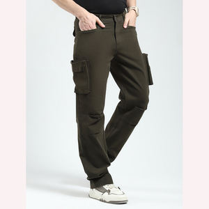 กางเกงคาร์โก้ผู้ชายแบบตรงมีกระเป๋าหลายใบมีหลายกระเป๋าใส่สบายกางเกงผู้ชายซักได้ - Product Image 3