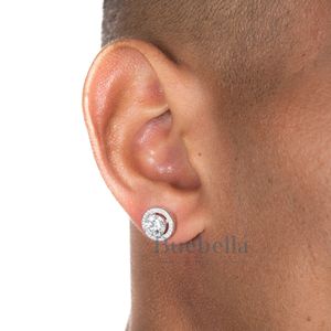 Hop Vente Bijoux ronds en argent sterling 925 pour hommes Boucles d'oreilles en grappe de diamants ronds Moissanite - Product Image 1