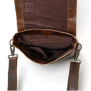 Sac Messager Homme en Cuir Chasseur Premium, Sacoche de Bureau en Cuir Rigide Ciré Bandoulière - Product Image 2