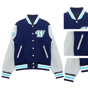 Chaquetas de Uniforme Universitario Personalizadas para Hombre, Diseño Colorido, Impermeables para Invierno, con Logotipo Frontal, Estilo Varsity, para Equipos de Béisbol - Product Image 2