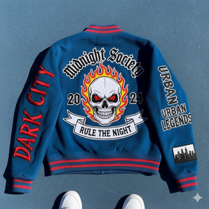 Chaquetas Bomber Varsity Personalizadas de Fabricante al por Mayor, Lana Regular con Parche de Bordado Chenille, Cuello Alto de Lona - Product Image 3