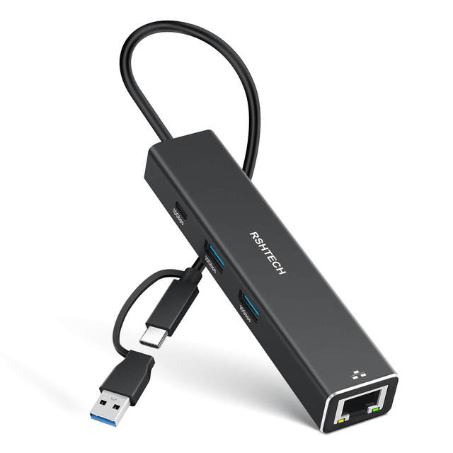 RSHTECH USB C Hub Aluminum 10Gbps 4 Port Type c Hubs Rj45 Ethernet Adapter 4 in 1 USB Hub 3.1 Gen 2 for Computer Accessories