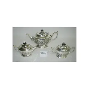 Vintage Look Tea Set Silver Plating Best Quality Metal Tea Pot Set Handmade Use For Hotel And Restaurant