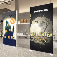 Linteau Halloween modulaire tissu détail sans cadre publicité Lightbox avec étagères LED Seg boîte à lumière Portable Promotion Backdop