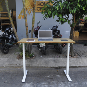 Height-Adjustable <b>Bamboo</b> <b>Table</b> with Hand Crank 120x60cm - Product Image 2