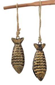 ระฆังรูปทรงปลาโลหะแนวชนบท,ทำจากด้วยมือพร้อมเชือกใช้สำหรับตกแต่งแบบแขวนและตกแต่งประตูเทศกาลคริสต์มาส - Product Image 3