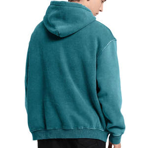 Básicos Mezcla de algodón Los mejores productos Cómodo Color sólido teñido liso Fácil de usar Sudadera con capucha de lavado ácido de alta calidad para hombres - Product Image 2