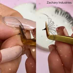 Gold <b>Colour</b> Eyelash Extension <b>Set</b> Tweezers Bundle Of 4 Beauty Tweezers False Eyelash Tweezer BY ZACHARY INDUSTRIES - Product Image 2