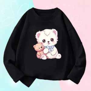 100% coton fille T-Shirt col rond manches longues décontracté Animal animal imprimé respirant haut conception personnalisable - Product Image 4